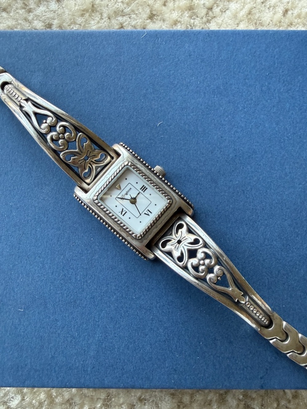 Brighton Silver Floral Filigree Bracelet Watch - White Dial